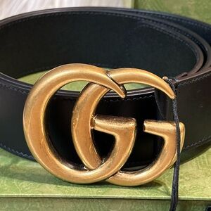 Gucci 2015 Re-Edition Wide Black Leather Belt Size 85 NWT